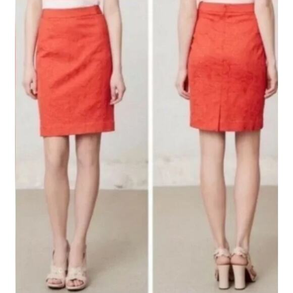 Anthropologie Dresses & Skirts - Anthropologie Coral-Orange Textured Pencil Skirt